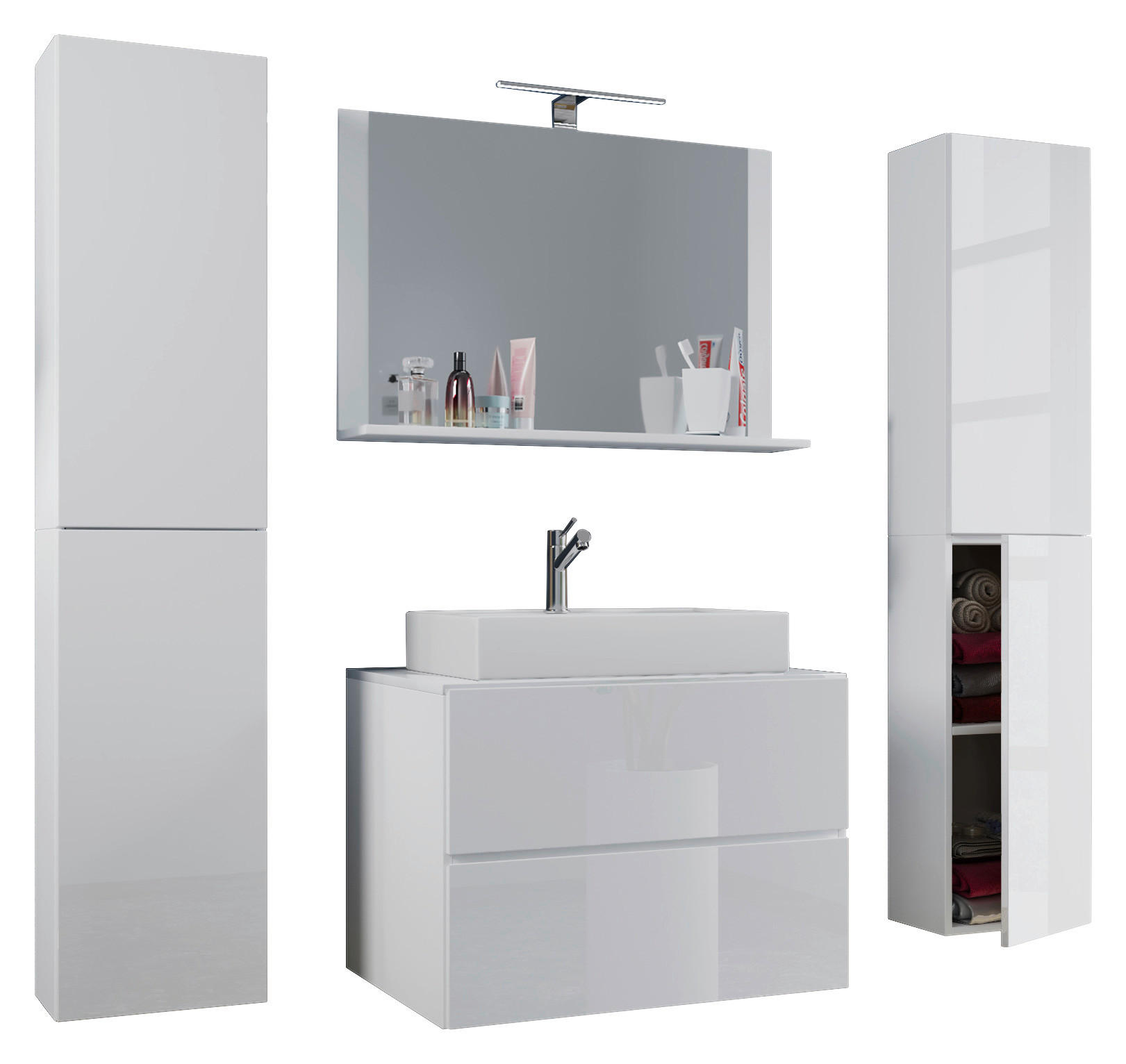 Waschplatz 5tlg-Lendas weiß weiß B/H/T: ca. 80x52x52 cm 5tlg-Lendas - weiß (80,00/52,00/52,00cm) - VCM Möbel