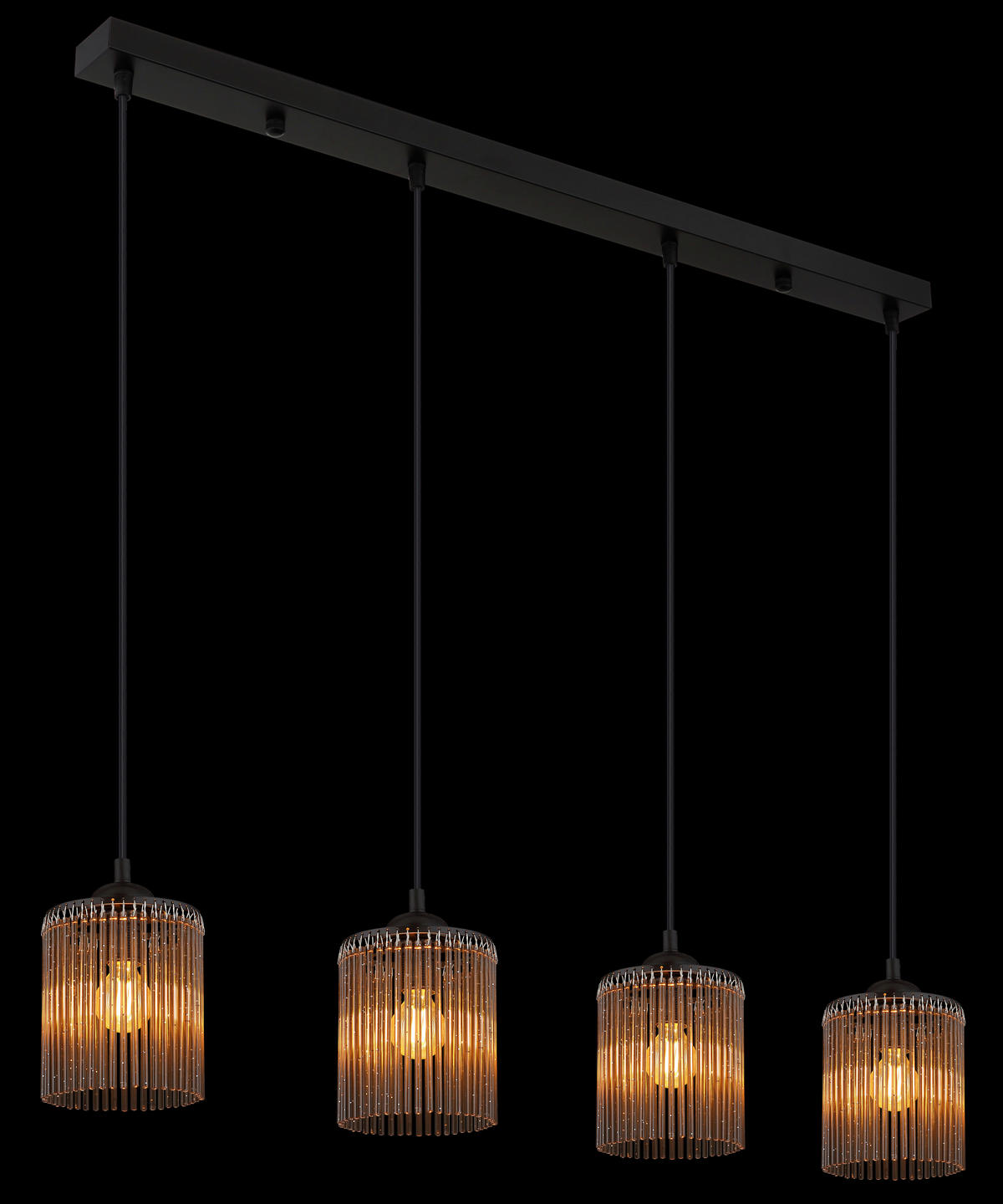 GLOBO Pendelleuchte LEEDS 33080408 schwarz Rauch Metall Kunststoff B/H/L: ca. 87x133x12 cm E14 4 Brennstellen LEEDS - schwarz/Rauch (12,00/87,00/133,00cm) - GLOBO