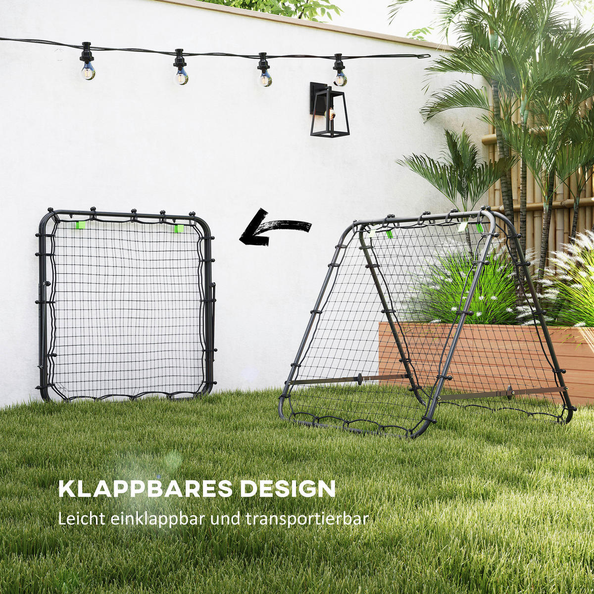 HOMCOM Fußball Rebounder schwarz Stahl B/H/L: ca. 95x90x100 cm Fußball Rebounder - schwarz (100,00/95,00/90,00cm) - HOMCOM