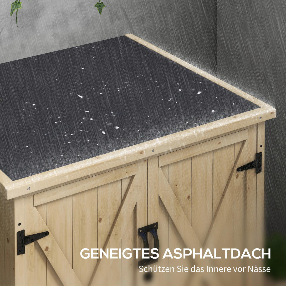 Outsunny Gartenschrank natur Polypropylen B/H/L: ca. 88x77,5x90 cm Gartenschrank - natur (90,00/88,00/77,50cm) - Outsunny
