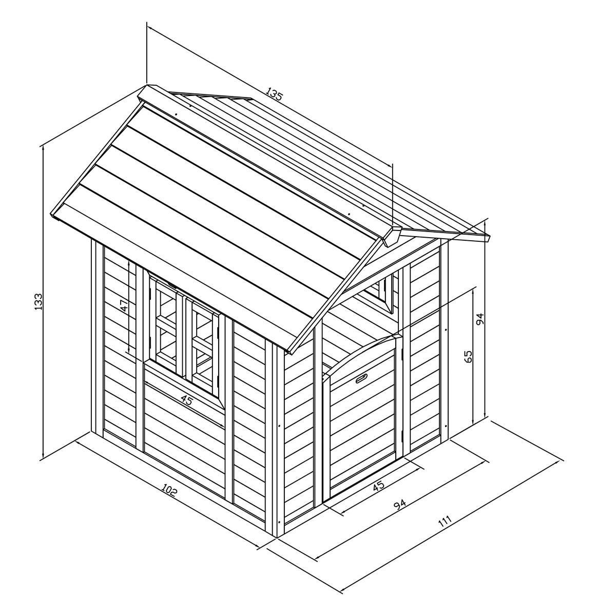 AXI Spielhaus Lodge rot B/H/L: ca. 111x133x135 cm Lodge - weiß/rot (135,00/111,00/133,00cm) - AXI