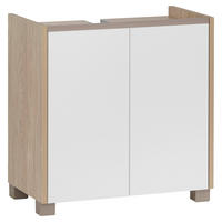 Waschbeckenunterschrank Juba Eiche hell Nachbildung weiß B/H/T: ca. 56,9x58,9x33 cm Juba - Eiche/weiß (56,90/58,90/33,00cm) - Möbelpartner