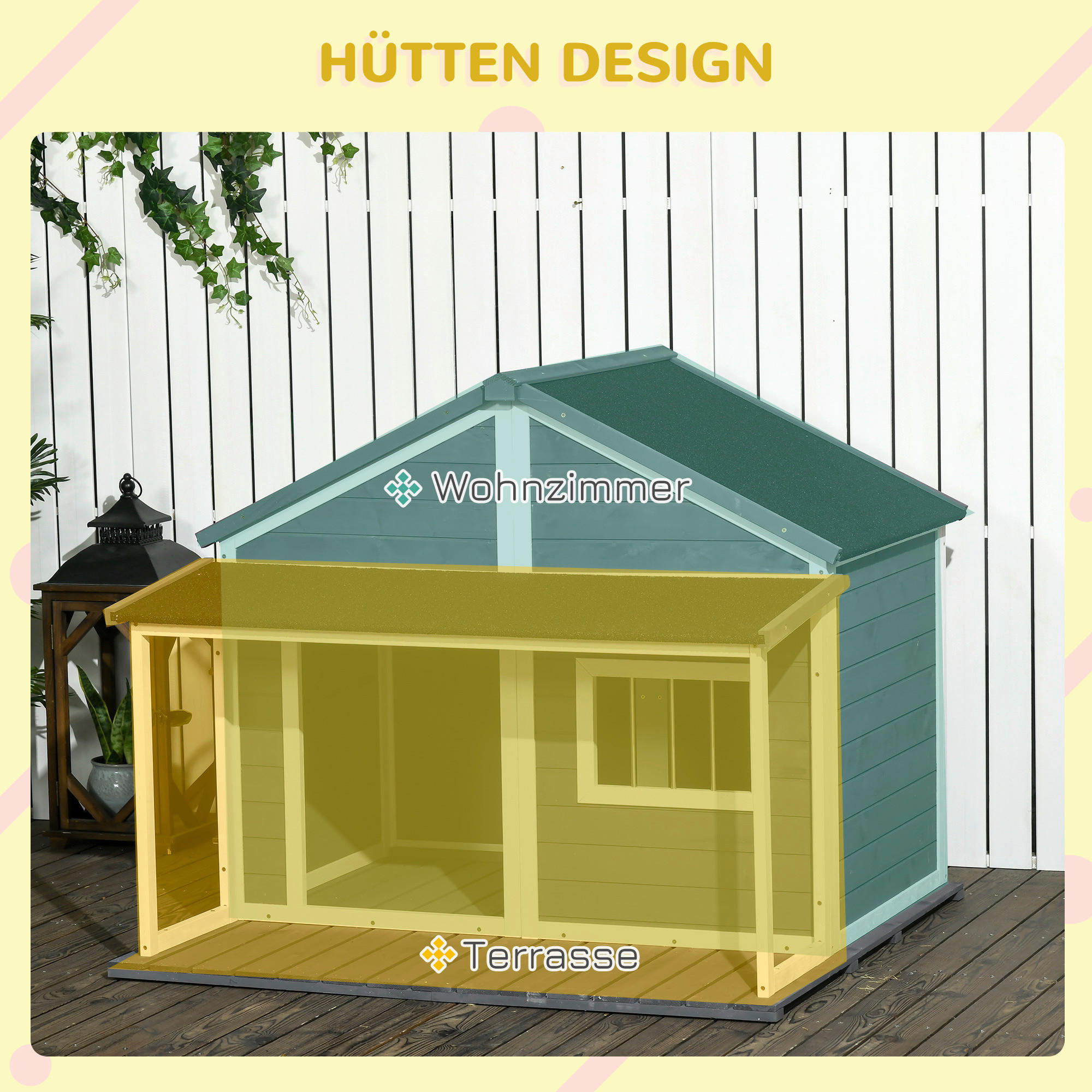 PawHut Hunde-Zubehör grau Polypropylen B/H/L: ca. 112x124x105 cm Hundehütte - grau (105,00/112,00/124,00cm) - PawHut