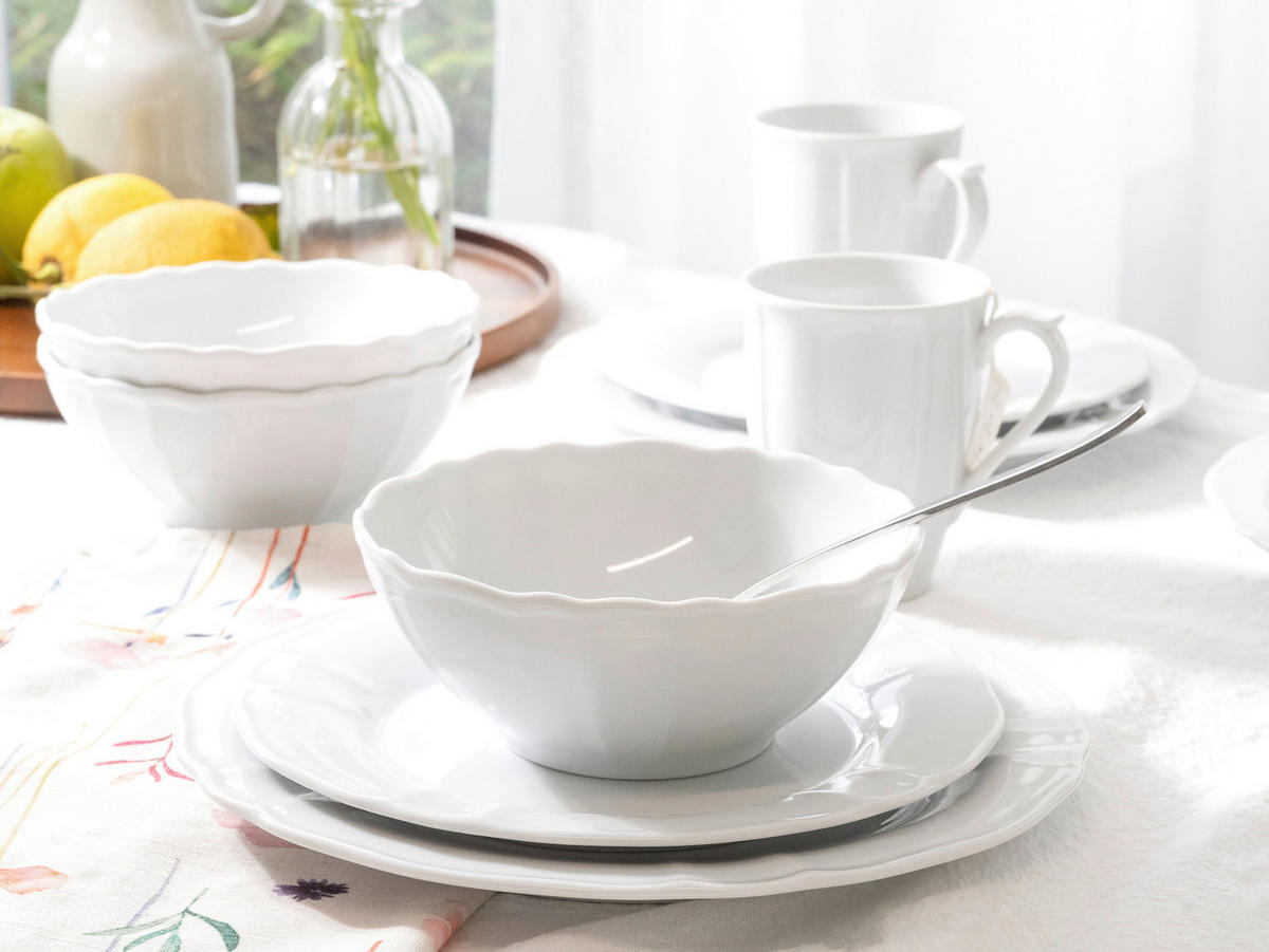 CreaTable Kombiservice Flora weiß Porzellan 16 tlg. Flora - weiß - CreaTable