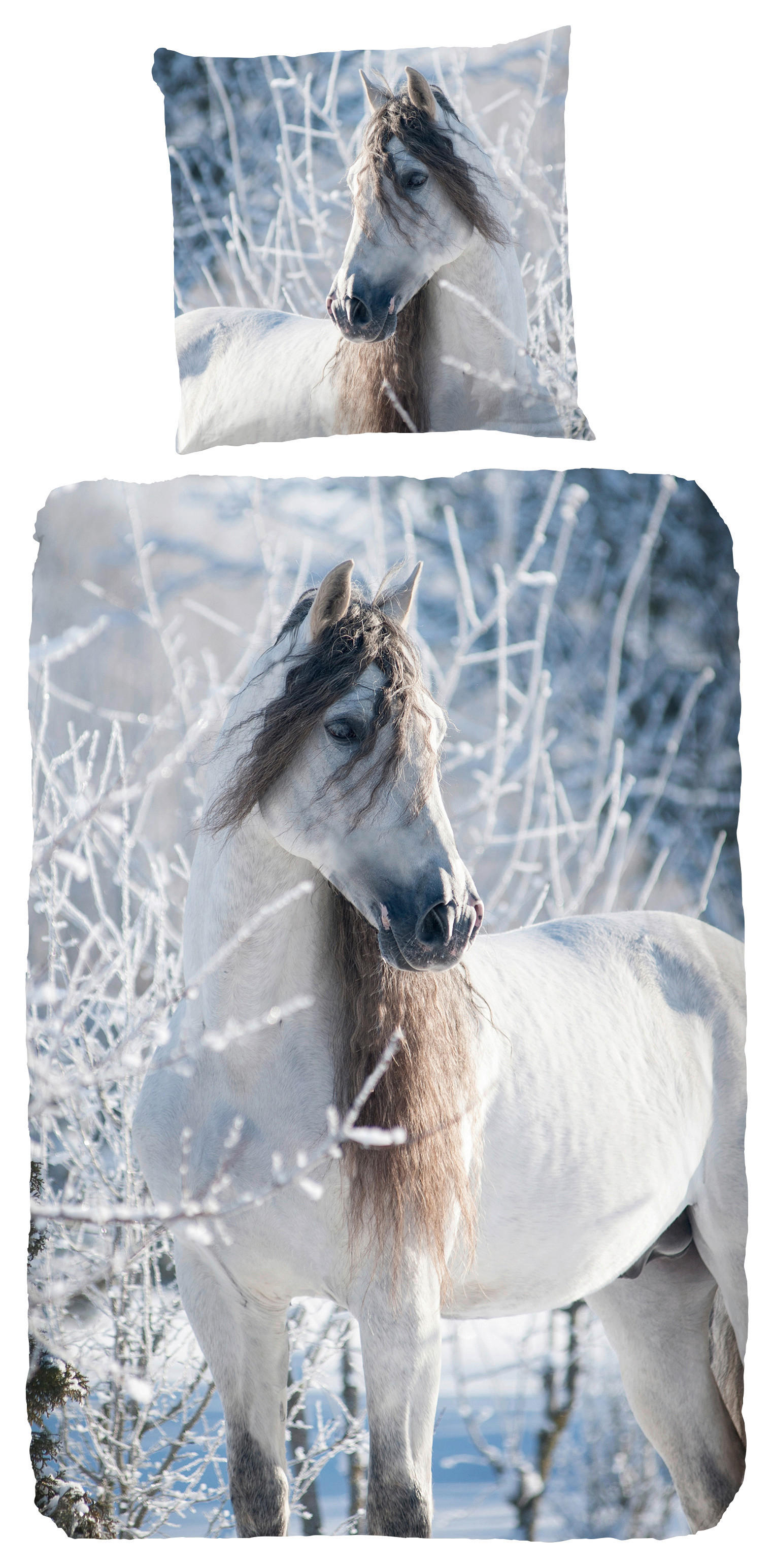 good morning Kinderbettwäsche »White horse«, Biber, 135x200, Weich, Warm, R günstig online kaufen