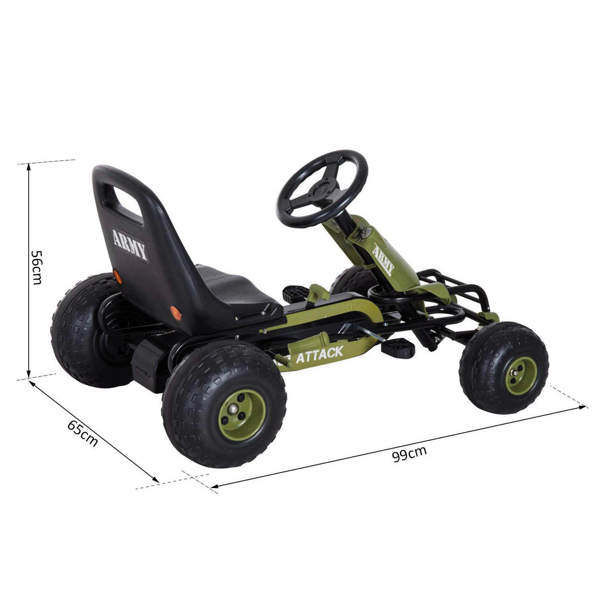 HOMCOM Kinder-Tretauto grün B/H/L: ca. 65x56x99 cm Kinder_Tretauto - schwarz/grün (99,00/65,00/56,00cm) - HOMCOM