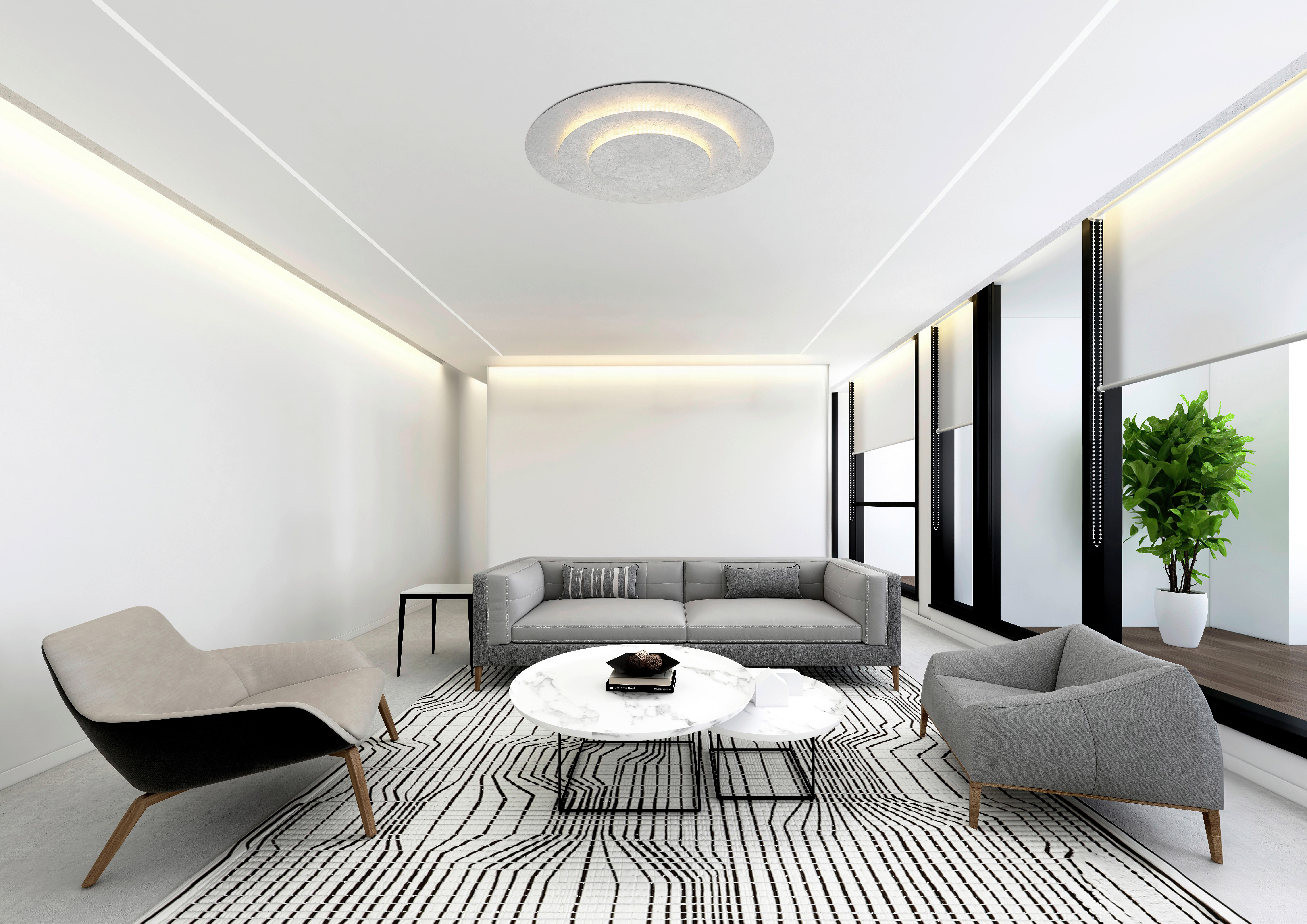 GLOBO LED-Deckenleuchte Heda 48465-40S silber Metall H/D: ca. 7x49 cm Heda - silber (49,00/7,00cm) - GLOBO