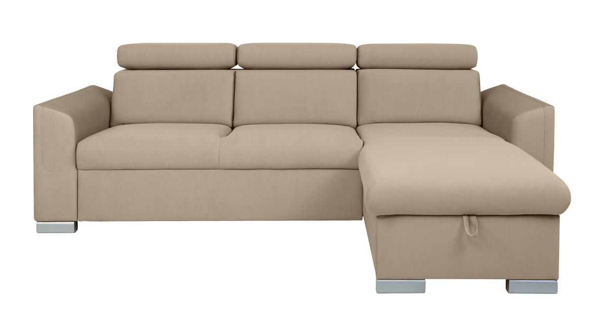 Ecksofa Evia braun Microfaser B/H/T: ca. 243x85x186 cm Evia - braun/silber (243,00/85,00/186,00cm)