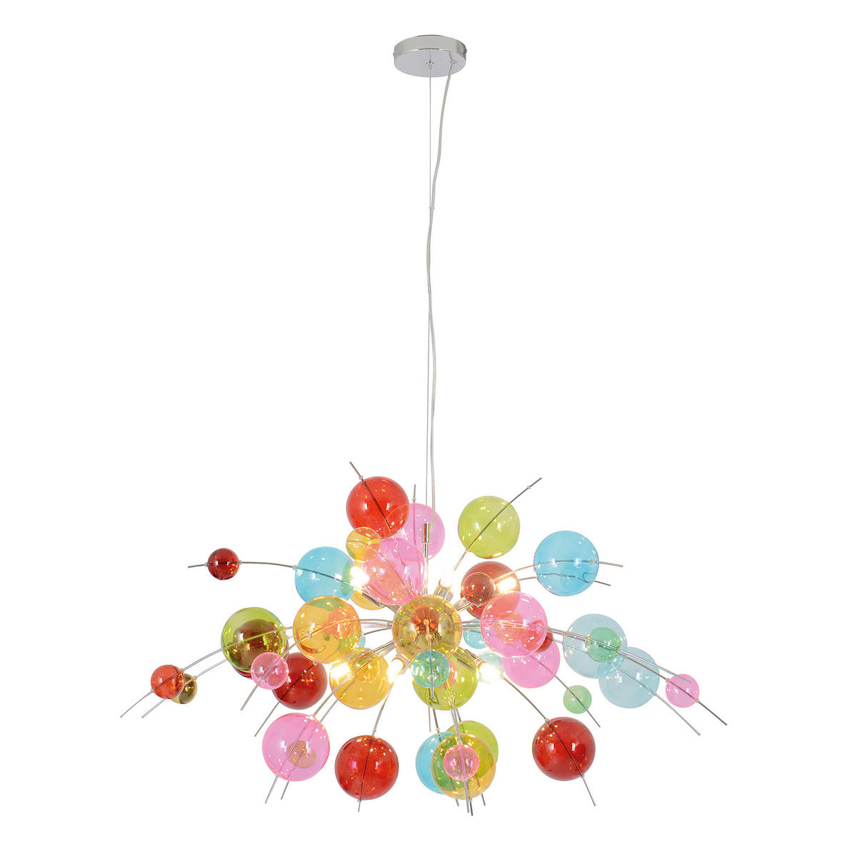 Näve Leuchten Pendelleuchte bunt Metall Glas B/H/T/D: ca. 98x187x98x98 cm G9 10 Brennstellen EXPLOSION - bunt (98,00/187,00/98,00cm) - Näve Leuchten