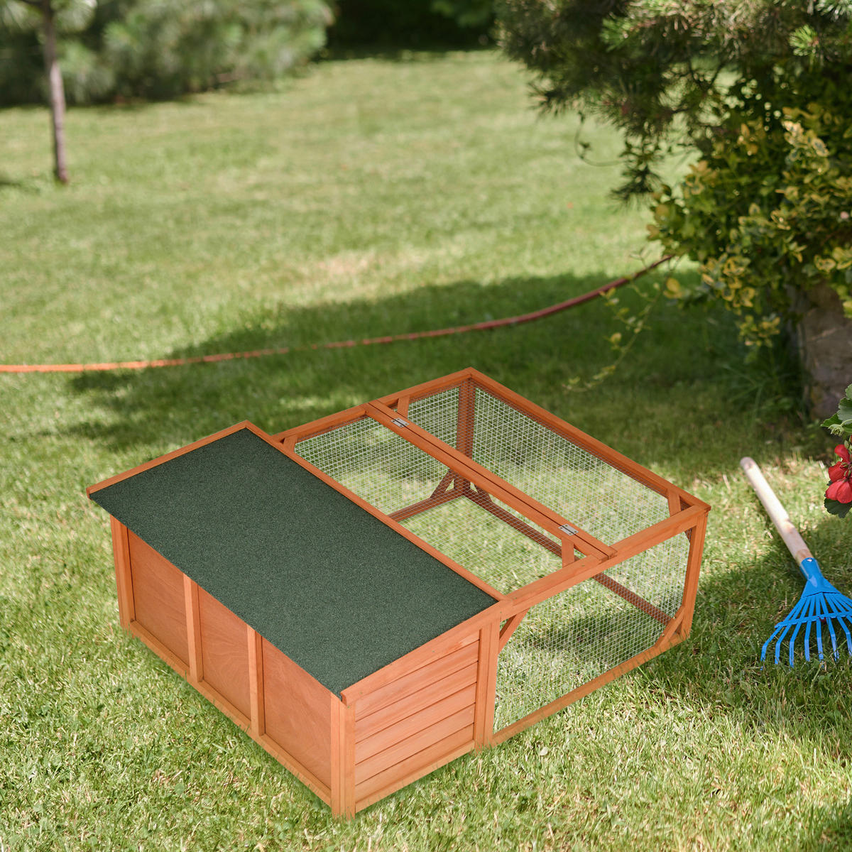 PawHut Stall orange Holz B/H/L: ca. 100x125,5x49 cm Kleintierstall - orange (49,00/100,00/125,50cm) - PawHut