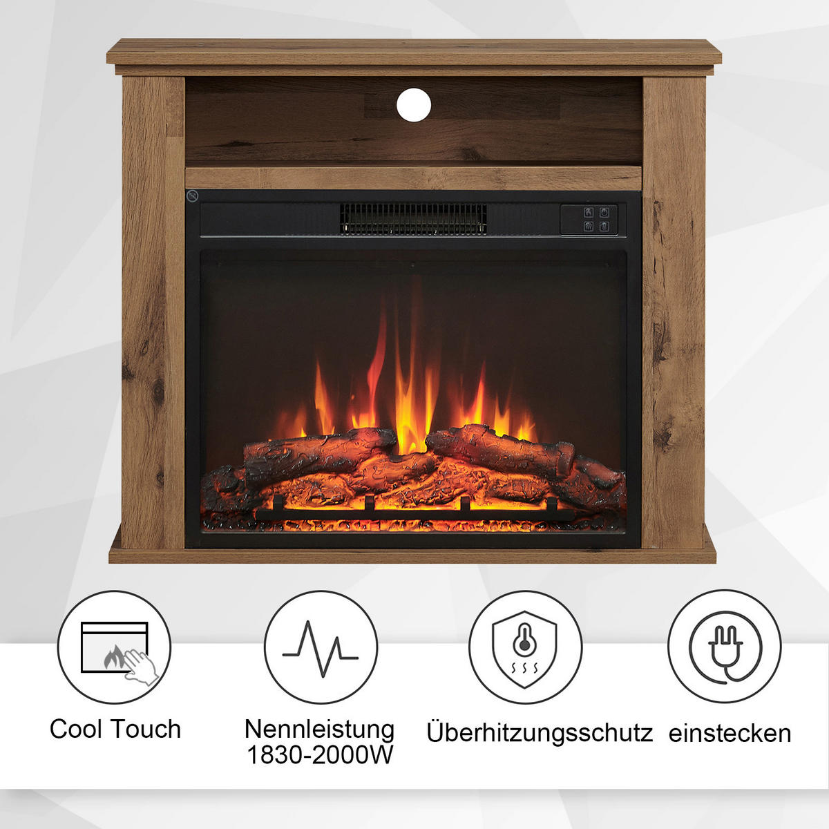 Balderia Elektrischer-Kamin Frida Eiche B/H/T: ca. 78,3x64,7x23 cm Frida Elektrischer Kamin - Eiche (78,30/64,70/23,00cm) - Balderia
