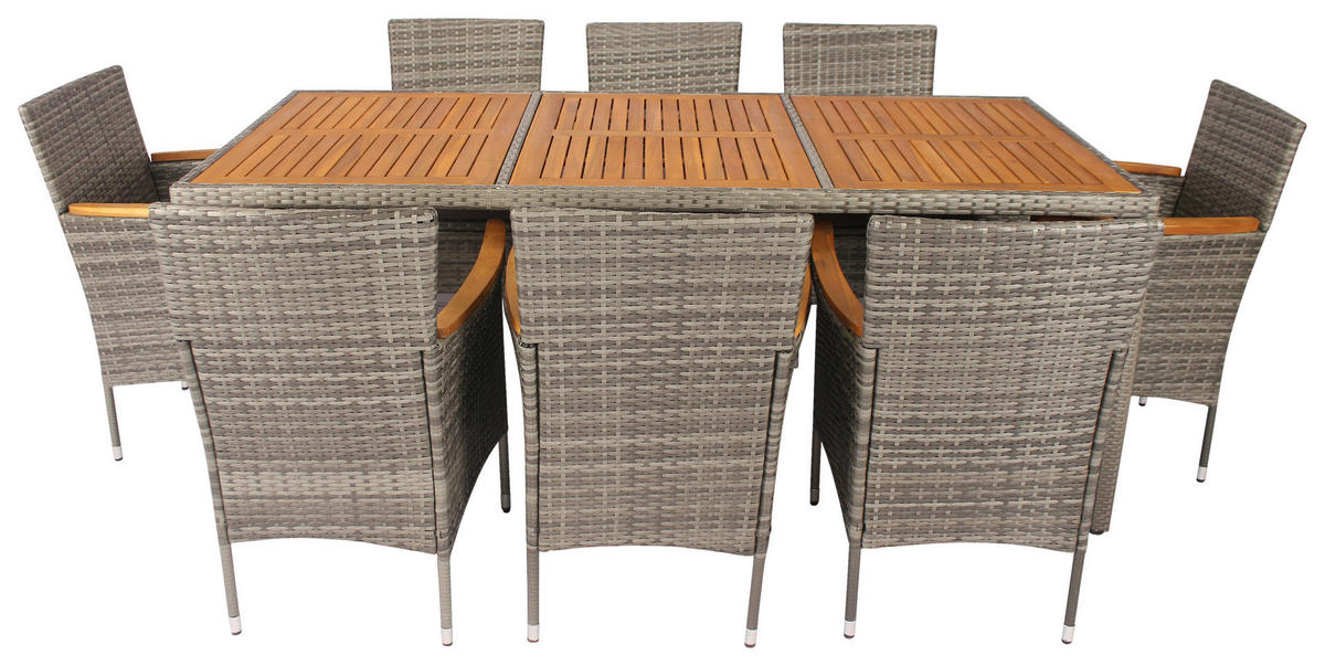 POCOline Tischgruppe Korfu grau Polyrattan Korfu - natur/grau - POCOline