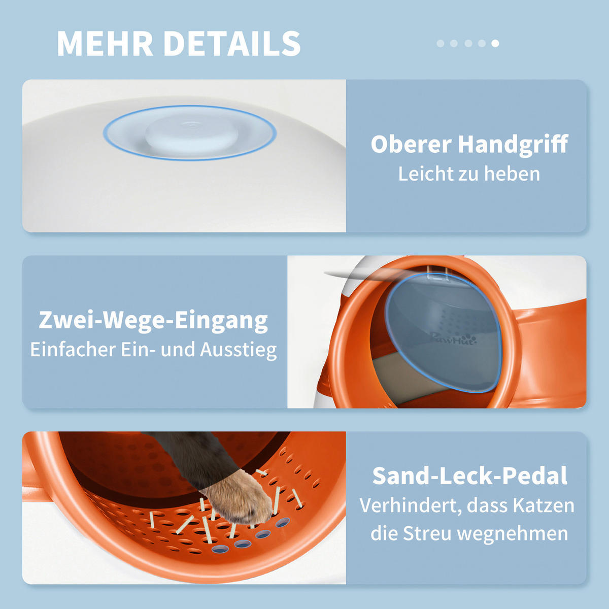 PawHut Katzentoilette weiß Kunststoff B/H/L: ca. 41x38x52 cm Katzentoilette - orange/weiß (52,00/41,00/38,00cm) - PawHut