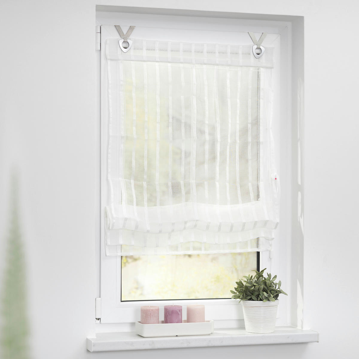 LICHTBLICK Raffrollo weiß B/L: ca. 120x140 cm Raffrollo_mit_Hakenaufhängung - weiß (120,00/140,00cm) - LICHTBLICK