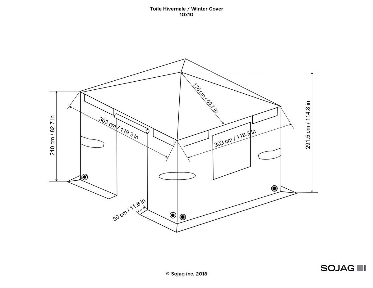 Sojag Pavillon-Winterabdeckung grau Polyester Winterabdeckung für 1010 Modelle - grau - Sojag
