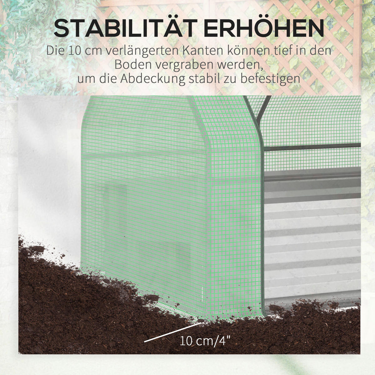 Outsunny Tür zum Aufrollen B/H/L: ca. 95x92x127 cm Foliengewächshaus 845-520SR - grün (127,00/95,00/92,00cm) - Outsunny