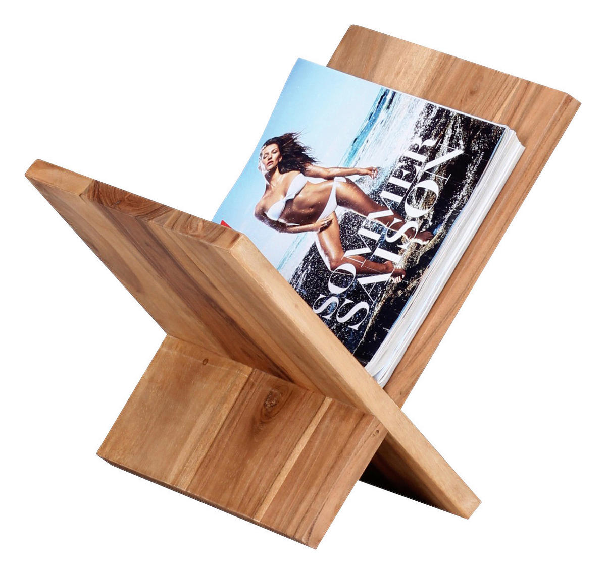 Zeitungsständer natur Akazie B/H/T: ca. 29x31x28 cm Zeitungsständer - natur (29,00/31,00/28,00cm) - Wohnling