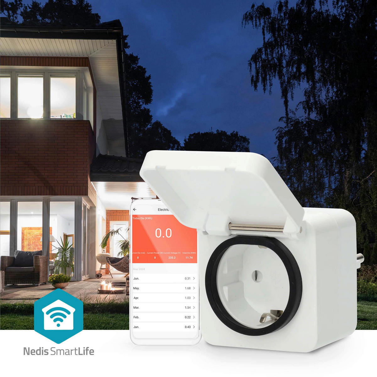 Nedis Smart-Stecker weiß grau Polycarbonat B/H/L: ca. 6x9,9x6 cm SmartLife - weiß/grau (6,00/6,00/9,90cm) - Nedis