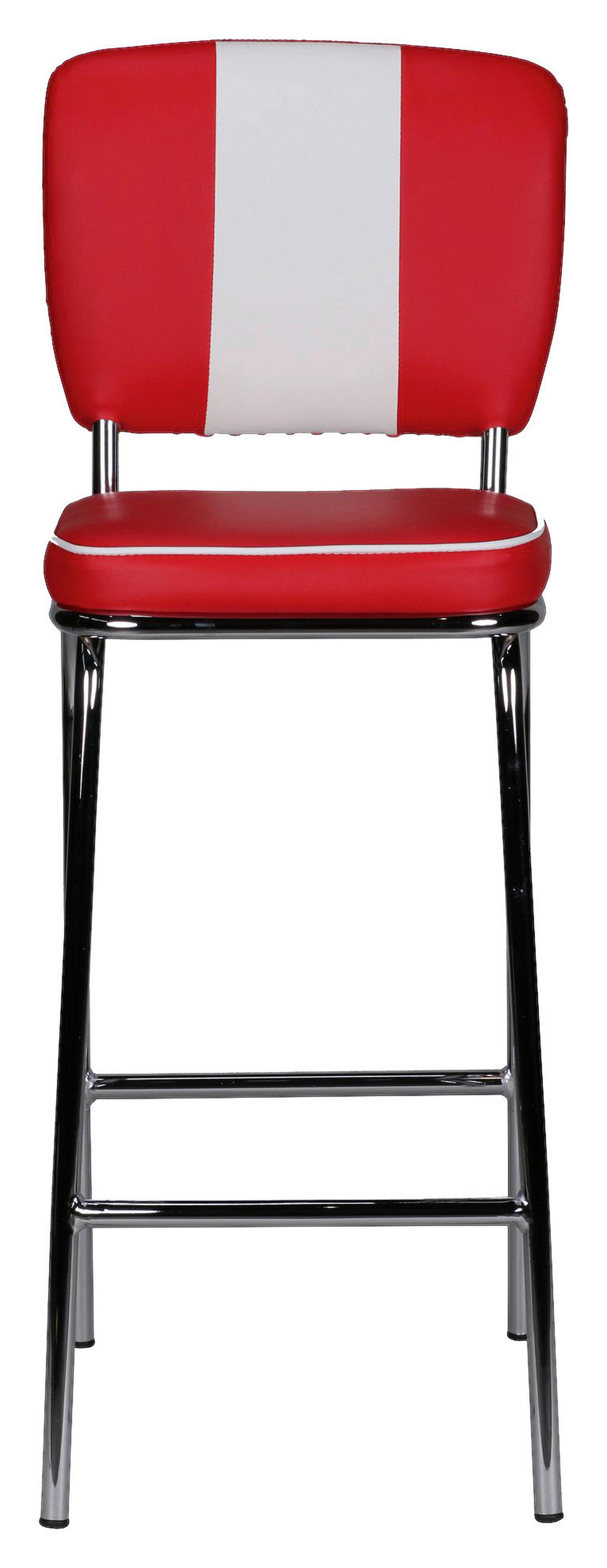 Barhocker rot weiß Chrom Kunstleder Stoff Chrom B/H/T: ca. 40x110x38 cm Barstuhl American Diner - weiß/rot (40,00/110,00/38,00cm) - Wohnling