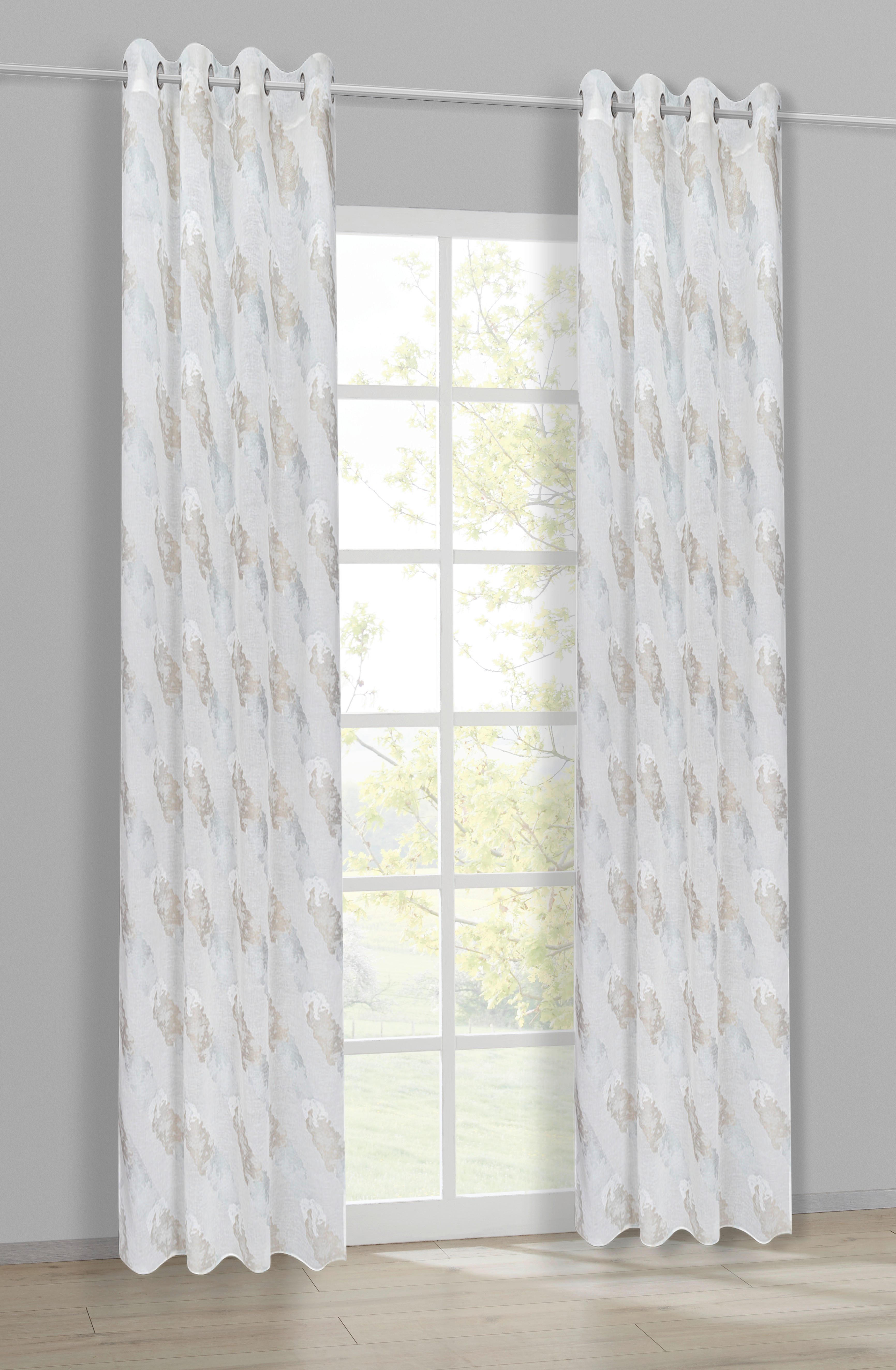 Ösenvorhang Sylt taupe B/L: ca. 145x245 cm Sylt - bleu/taupe (145,00/245,00cm) - Happy Home