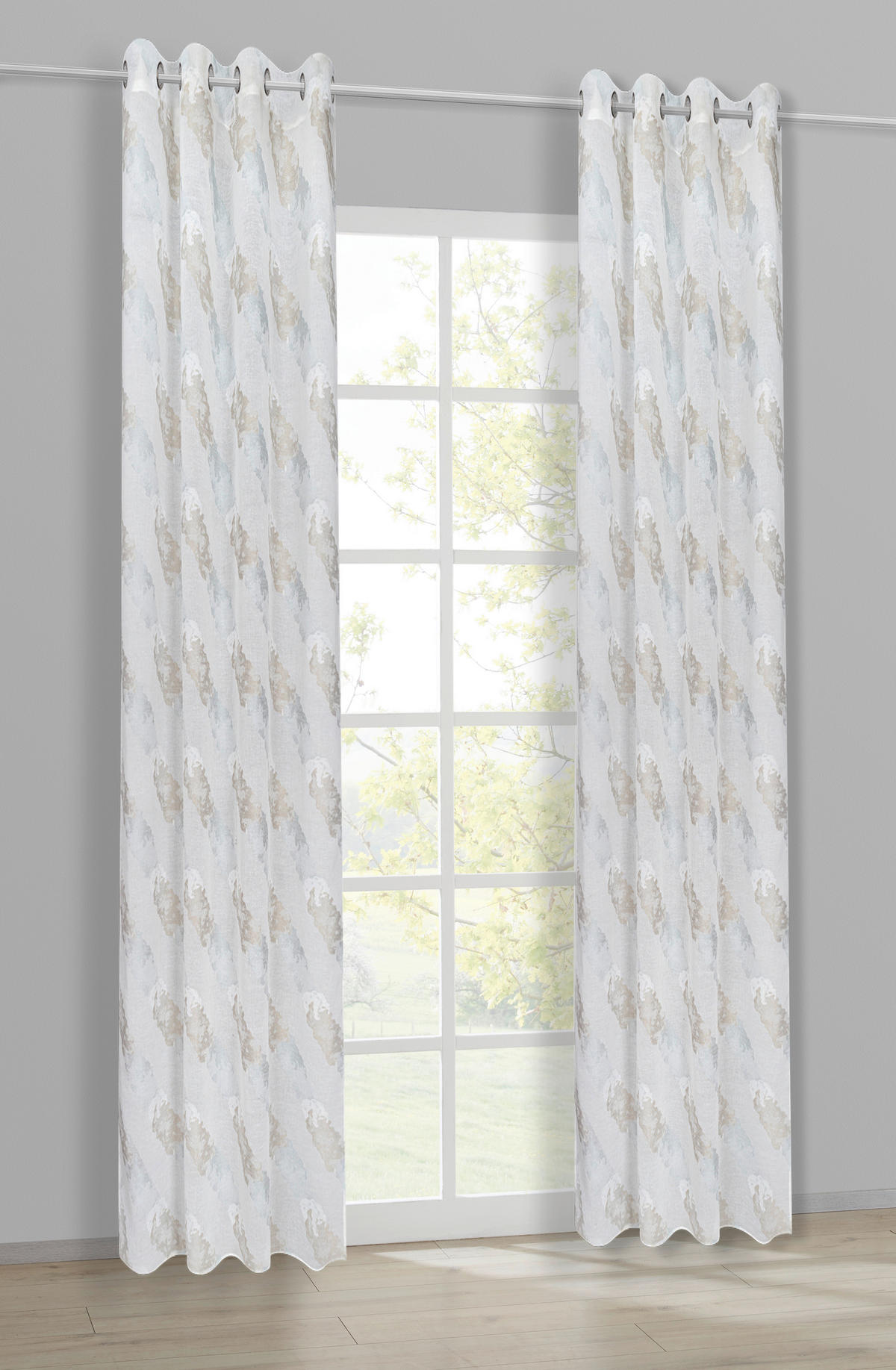 Happy Home Ösenvorhang Sylt taupe B/L: ca. 145x245 cm Sylt - bleu/taupe (145,00/245,00cm) - Happy Home