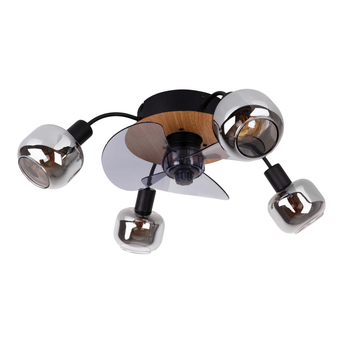 Näve Leuchten Deckenventilator schwarz Metall Glas Kunststoff B/H/T/D: ca. 48x21x48x48 cm E14 4 Brennstellen FUMOSO - schwarz (48,00/21,00/48,00cm) - Näve Leuchten