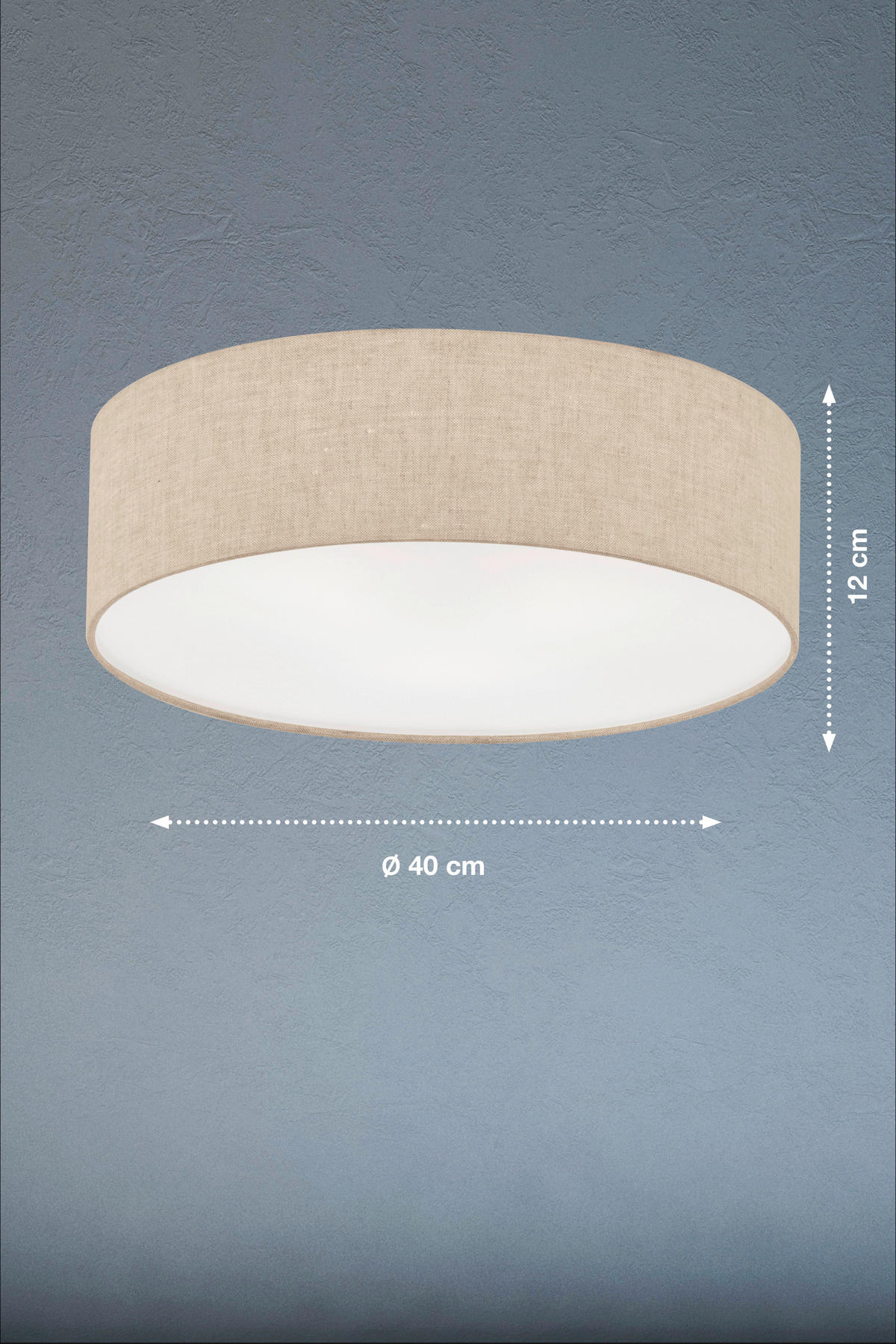Fischer & Honsel Deckenleuchte 20052 sand Leinen H/D: ca. 12x40 cm E14 3 Brennstellen Thor - sand (40,00/12,00cm) - Fischer & Honsel