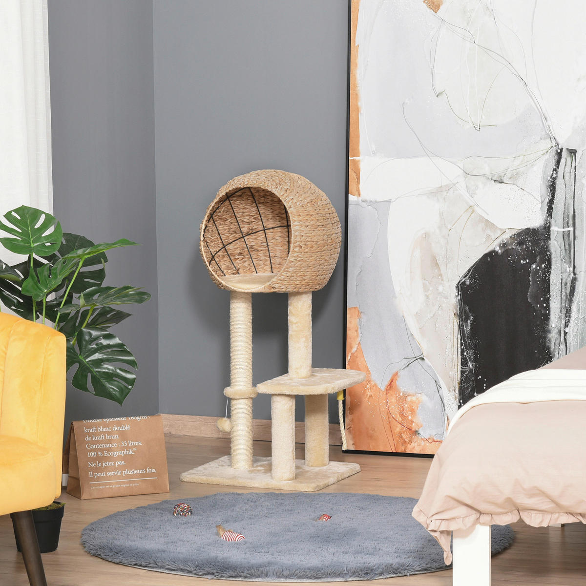 PawHut Kratzbaum beige Polypropylen B/H/L: ca. 40x48x100 cm Kratzbaum - beige (100,00/40,00/48,00cm) - PawHut