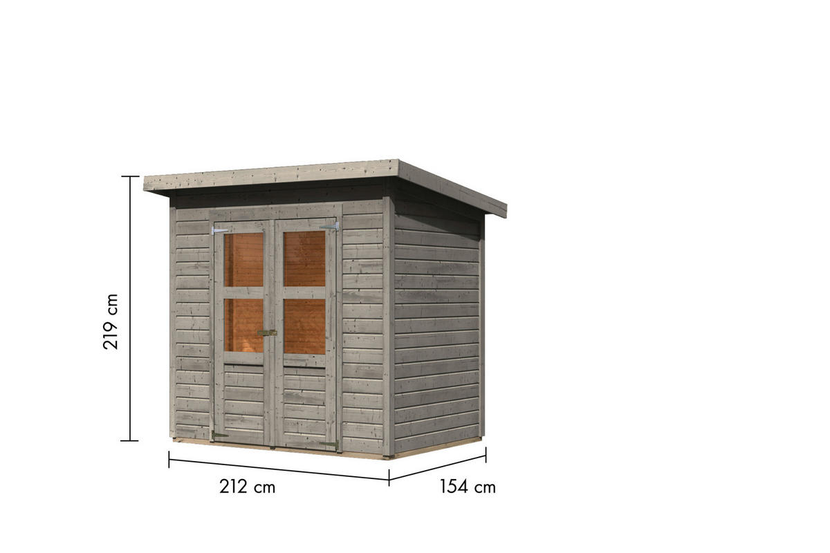 Karibu Gartenhaus Tony 0,5 grau B/H/T: ca. 212x219x154 cm Tony 0,5 - grau (212,00/219,00/154,00cm) - Karibu