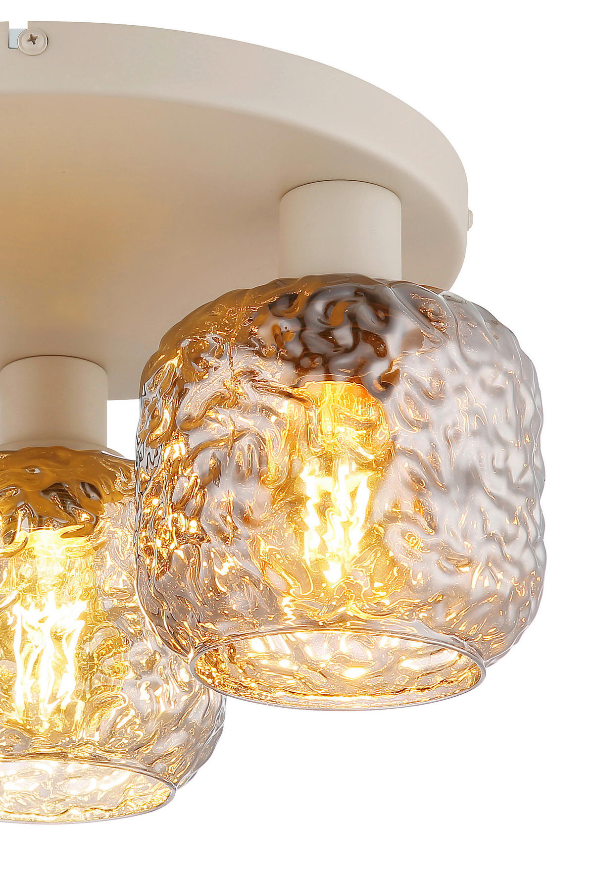 GLOBO Deckenleuchte Rauch beige Glas Metall B/H/L: ca. 34x27,5x34 cm 3 Brennstellen Deckenleuchte-Antonio - beige/Rauch (34,00/34,00/27,50cm) - GLOBO