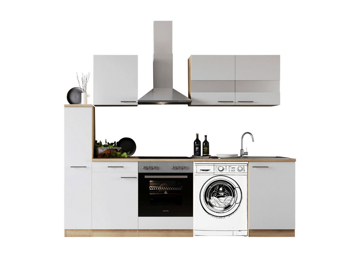 Respekta Küchenblock Merle weiß B/H/T: ca. 250x200x60 cm Merle - Eiche/weiß (250,00/200,00/60,00cm) - Respekta