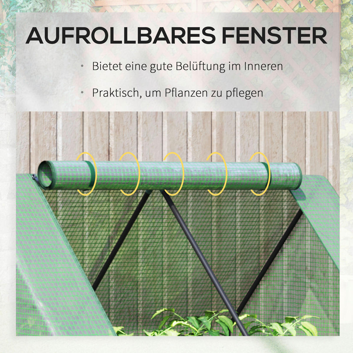 Outsunny Tür zum Aufrollen B/H/L: ca. 95x92x127 cm Foliengewächshaus 845-520SR - grün (127,00/95,00/92,00cm) - Outsunny