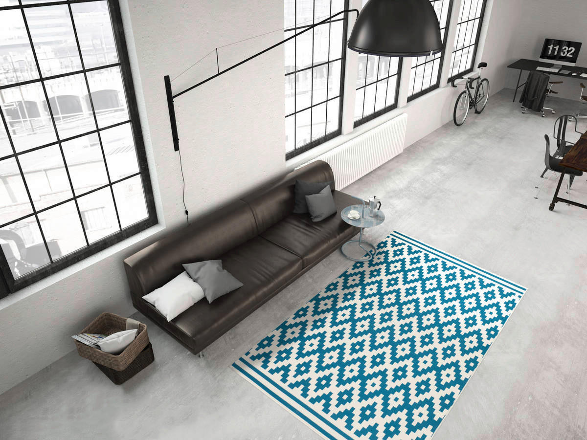 360Living Teppich Now weiß B/L: ca. 120x170 cm Now - weiß/türkis (120,00/170,00cm) - 360Living