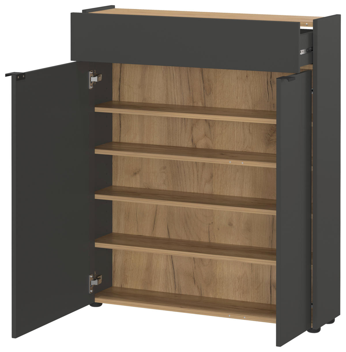 Mehrzweckschrank 1319-549 Graphit Optik Eiche Navarra Nachbildung B/H/T: ca. 82x102x22 cm 1319-549 - Eiche/Graphit (82,00/102,00/22,00cm) - Germania