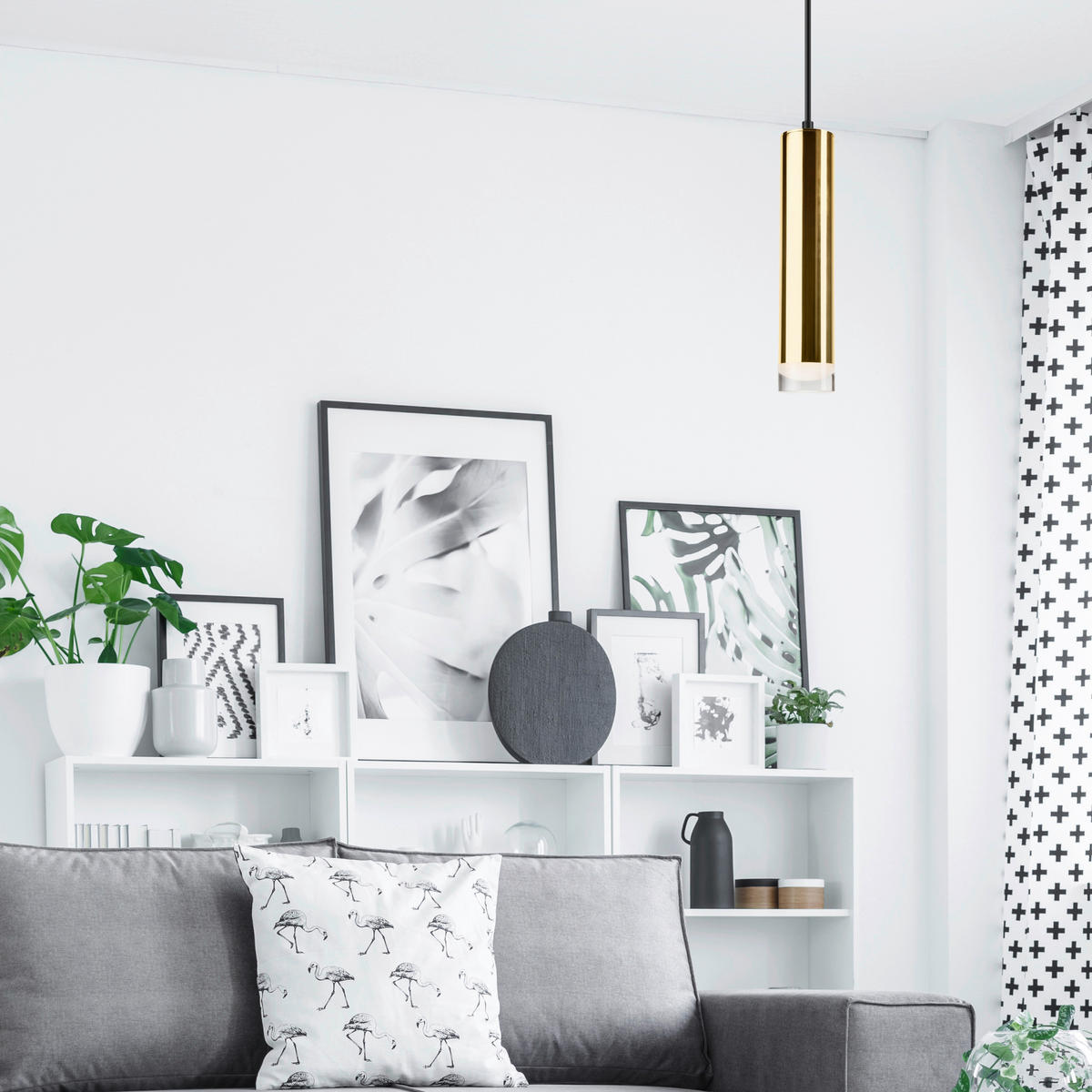 Lamkur Pendelleuchte DIEGO 39565 gold Aluminium Stahl Acryl H/L: ca. 100x8 cm E27 1 Brennstellen Diego - gold (8,00cm) - Lamkur