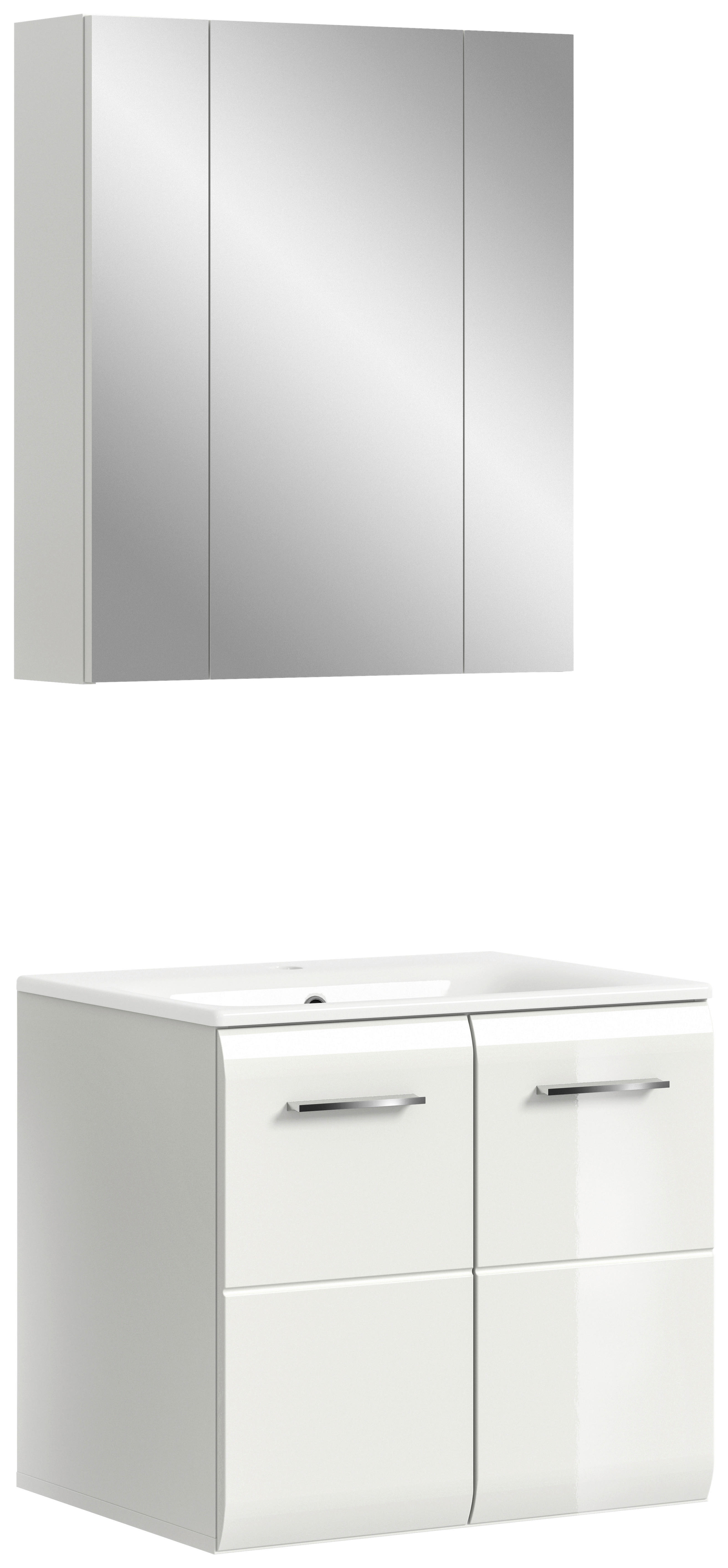 Badezimmer-Set Ice weiß weiß Hochglanz B/H/T: ca. 60x185x46 cm Ice - weiß (60,00/185,00/46,00cm) - xonox.home