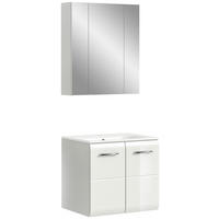 Badezimmer-Set Ice weiß weiß Hochglanz B/H/T: ca. 60x185x46 cm Ice - weiß (60,00/185,00/46,00cm) - xonox.home
