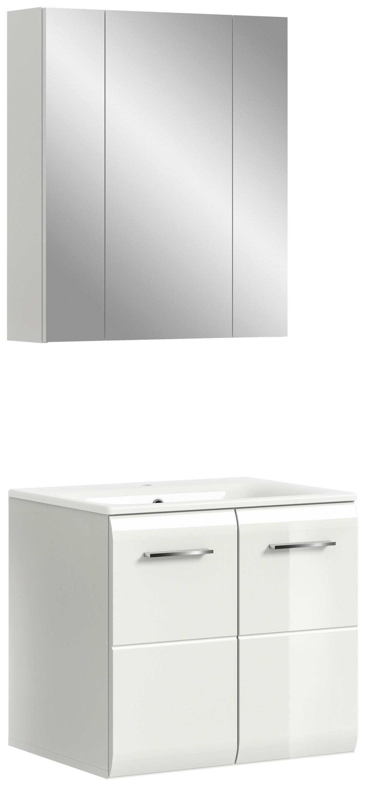 Badezimmer-Set Ice weiß weiß Hochglanz B/H/T: ca. 60x185x46 cm Ice - weiß (60,00/185,00/46,00cm) - xonox.home