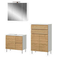 Badezimmer-Set 7957-559 weiß Eiche Grand-Son Nachbildung B/H/T: ca. 135x190x34 cm 7957-559 - Eiche/weiß (135,00/190,00/34,00cm) - Germania