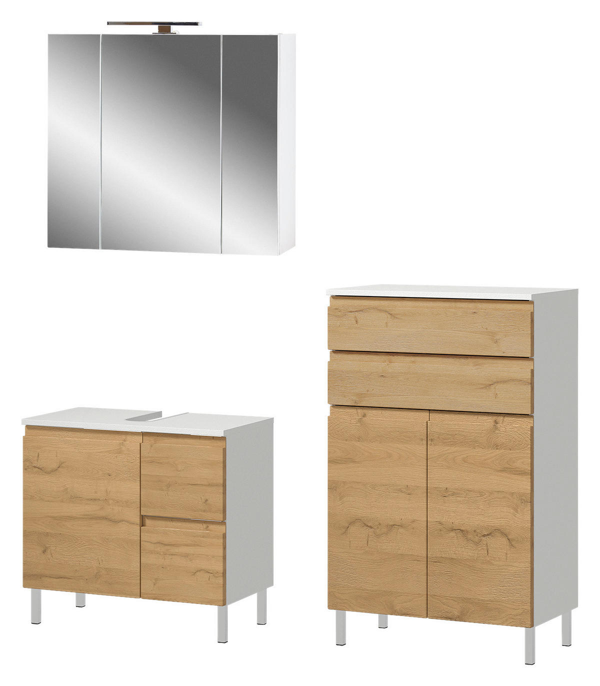 Badezimmer-Set 7957-559 weiß Eiche Grand-Son Nachbildung B/H/T: ca. 135x190x34 cm 7957-559 - Eiche/weiß (135,00/190,00/34,00cm) - Germania