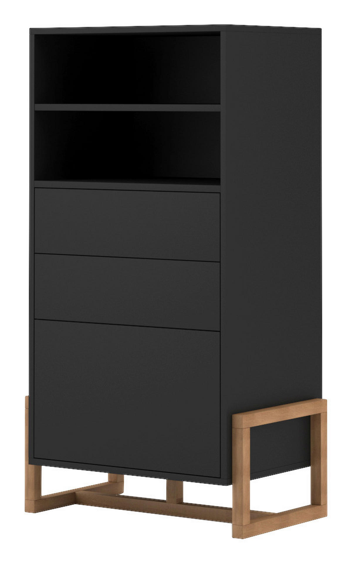 Highboard Oslo schwarz matt Eiche Nachbildung B/H/T: ca. 63,4x115,7x42 cm Oslo - Eiche/schwarz (63,40/115,70/42,00cm) - WIPMEB