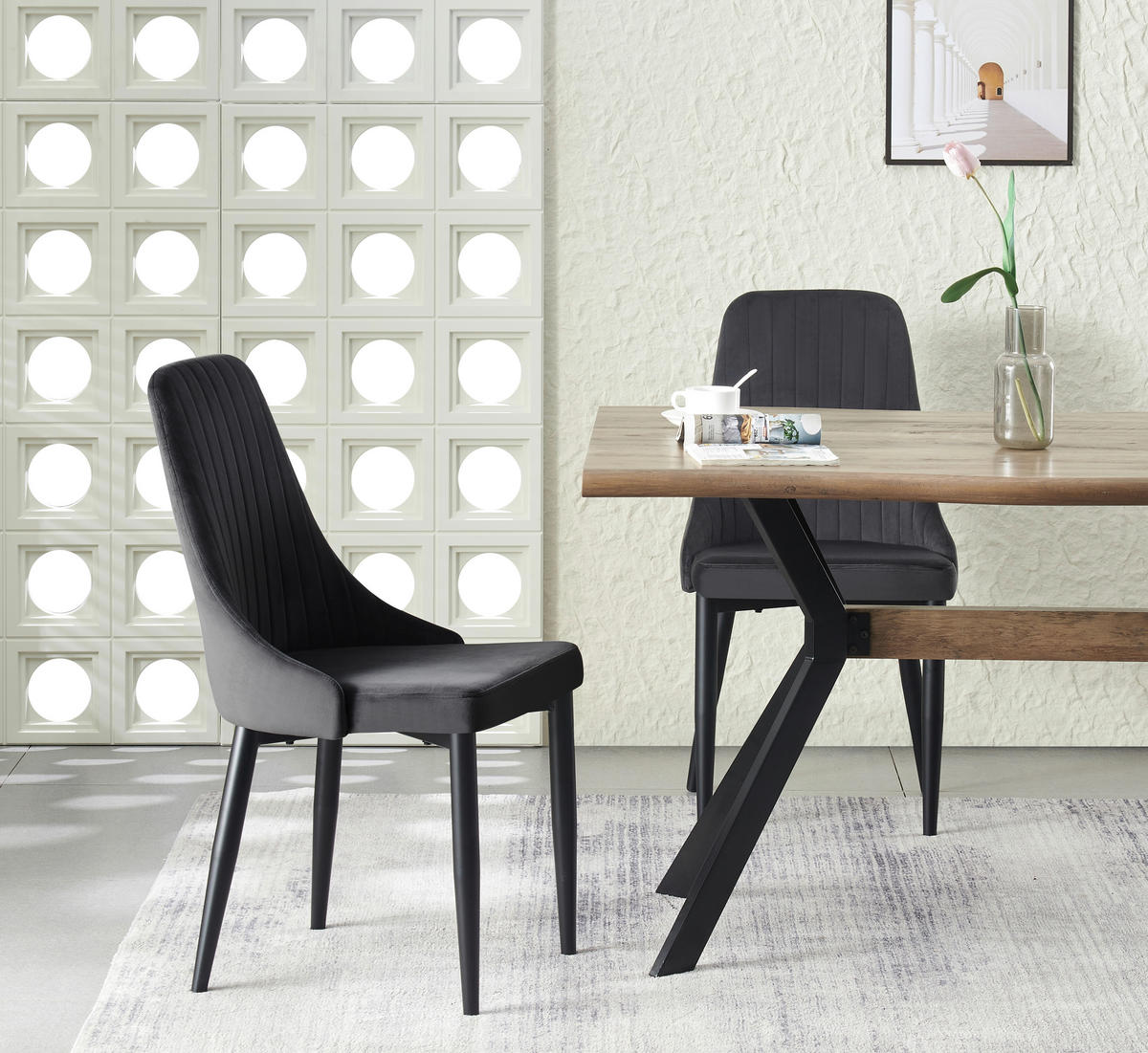 Stuhl CLAUDIA, 2er Set anthrazit schwarz B/H/T: ca. 44x88x58 cm CLAUDIA, 2er Set - schwarz/anthrazit (44,00/88,00/58,00cm) - xonox.home