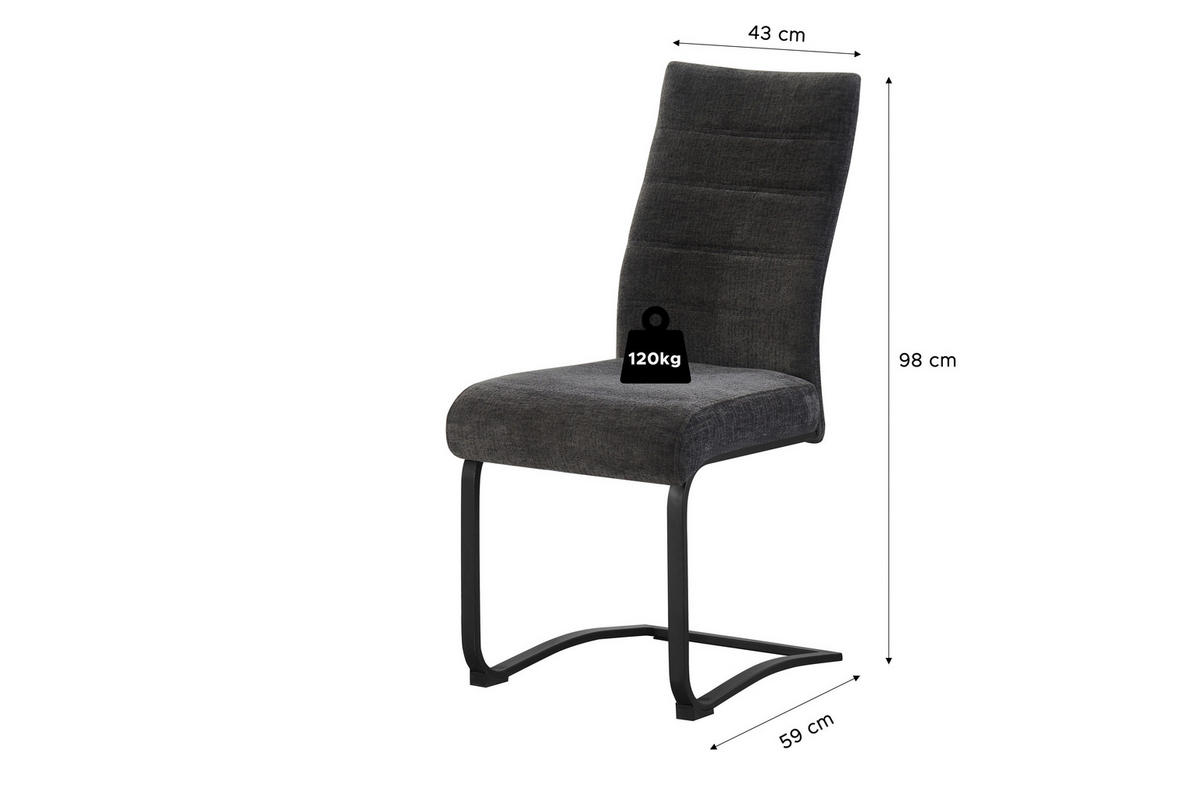 Schwingstuhl LENI, 2er Set anthrazit schwarz B/H/T: ca. 43x98x59 cm LENI, 2er Set - schwarz/anthrazit (43,00/98,00/59,00cm) - xonox.home