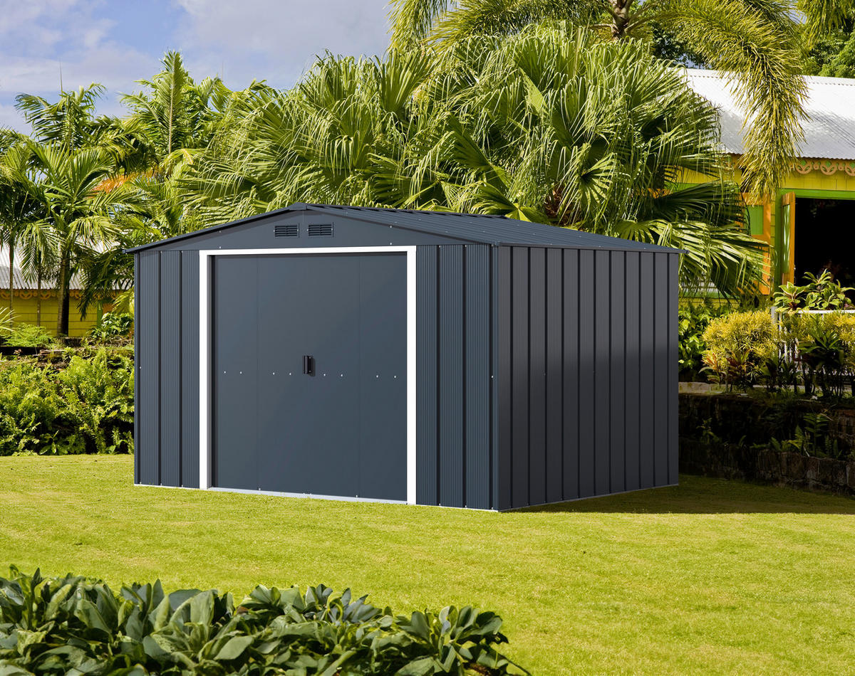 VCM Gerätehaus anthrazit B/H/L: ca. 322x196x234 cm Gerätehaus mit Schiebetür - anthrazit (234,00/322,00/196,00cm) - VCM
