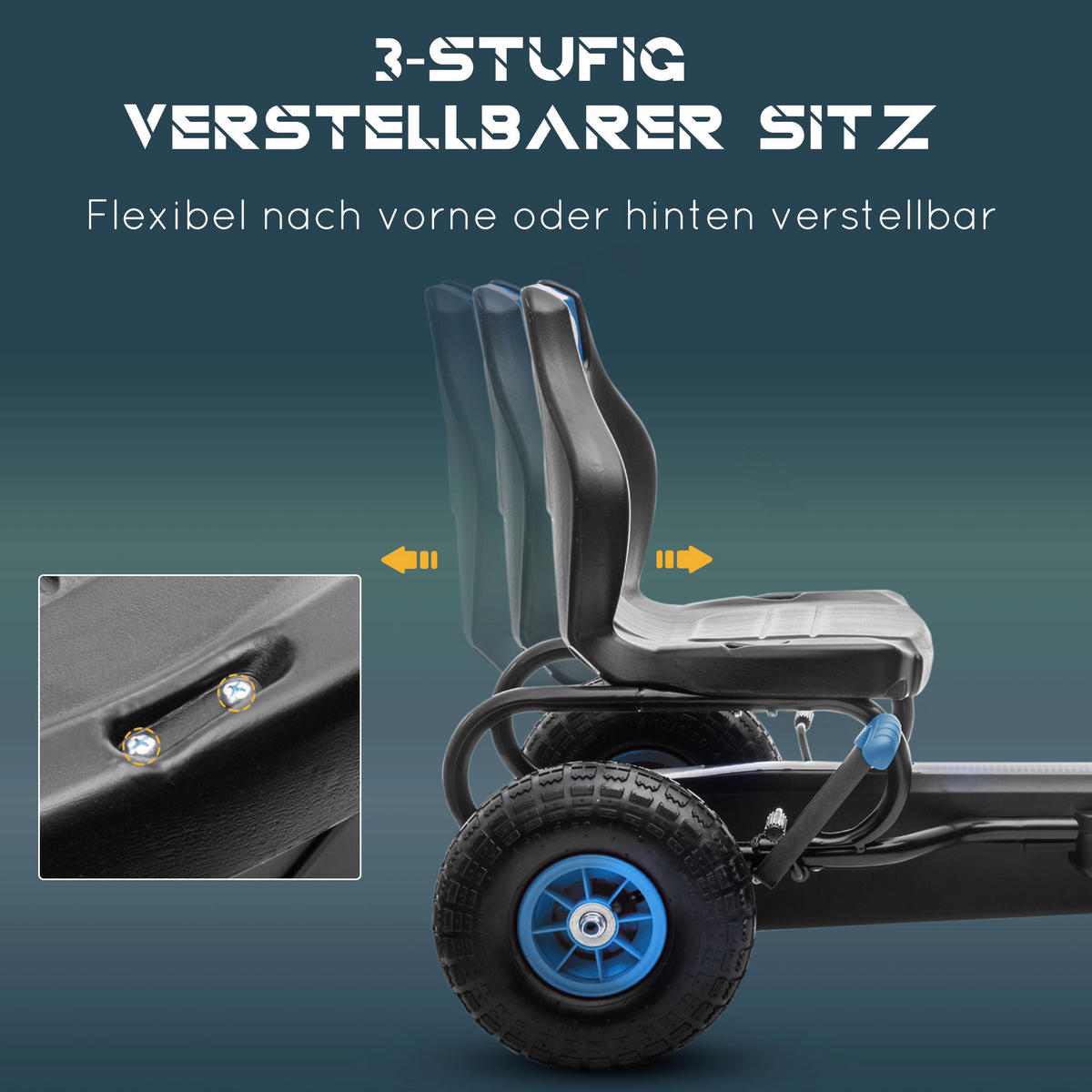 AIYAPLAY Go Kart schwarz B/H/L: ca. 58x61x121 cm Go Kart - blau/schwarz (121,00/58,00/61,00cm) - AIYAPLAY