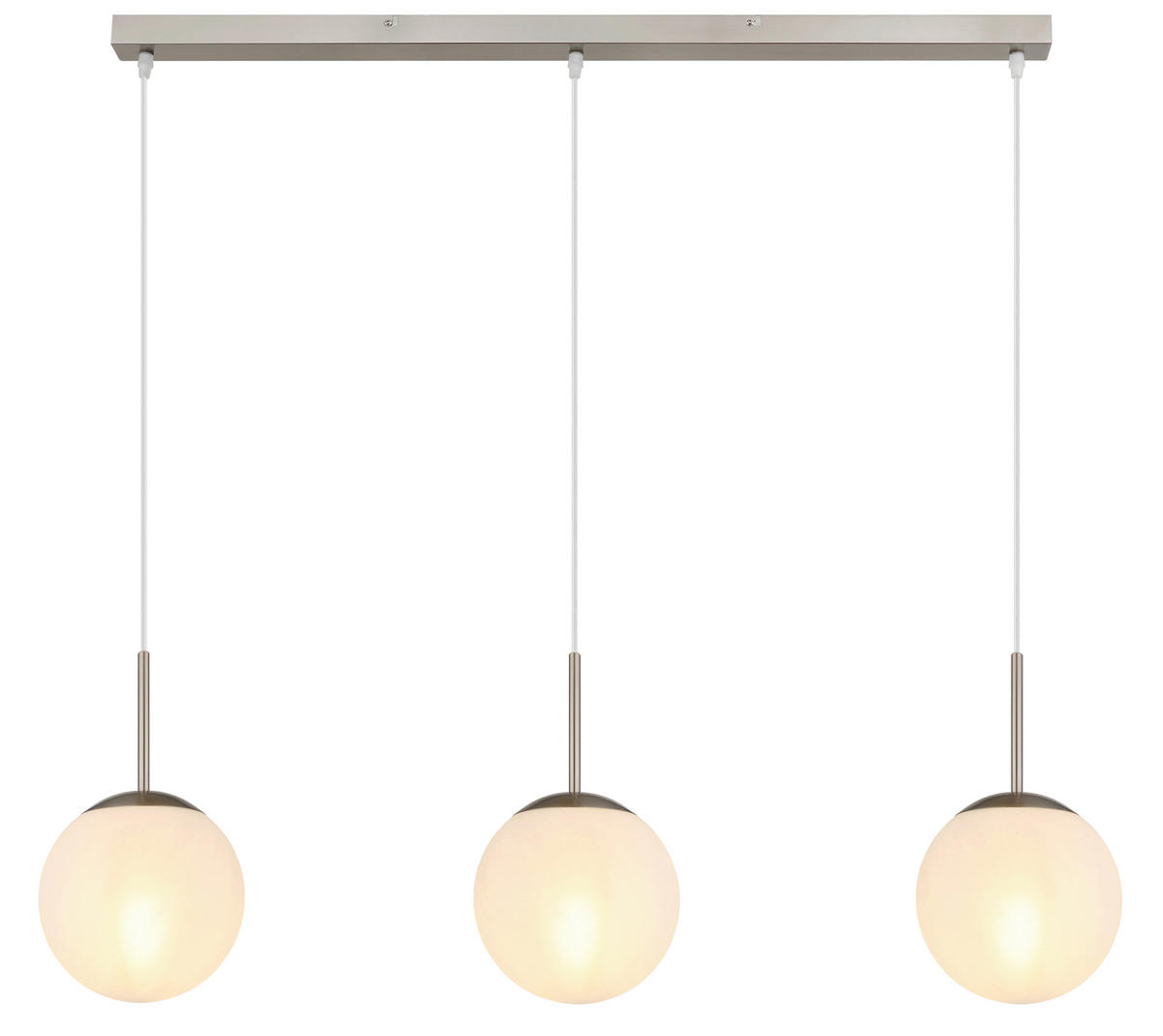 GLOBO Pendelleuchte KOP 30520301 nickel Opal klar Glas Metall B/H/L: ca. 104x120x20 cm E27 3 Brennstellen KOP - klar/nickel (20,00/104,00/120,00cm) - GLOBO