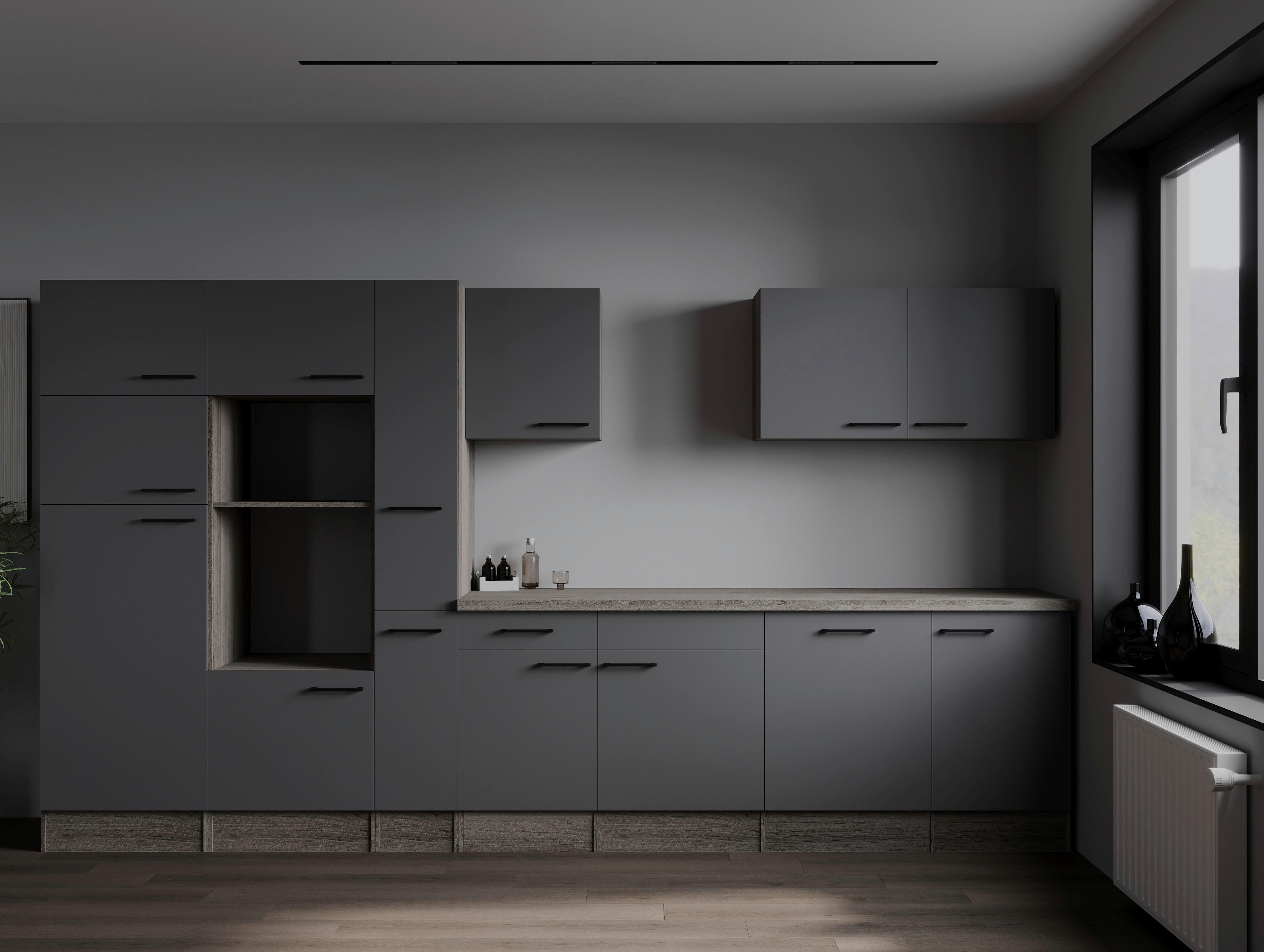 Küchenblock Oliver B/H/T: ca. 370x205x60 cm Oliver - Eiche/grau (370,00/205,00/60,00cm) - Respekta