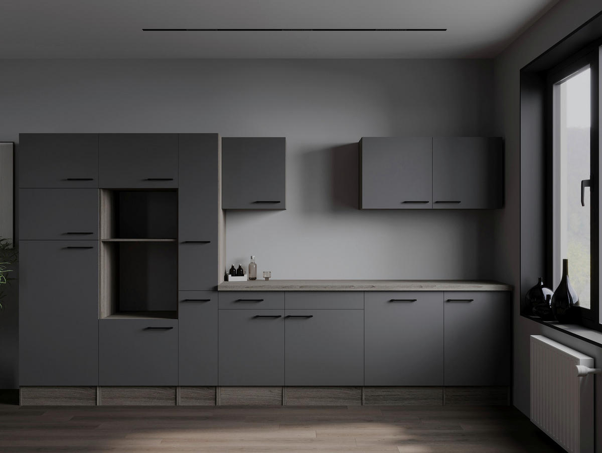 Küchenblock Oliver B/H/T: ca. 370x205x60 cm Oliver - Eiche/grau (370,00/205,00/60,00cm) - Respekta