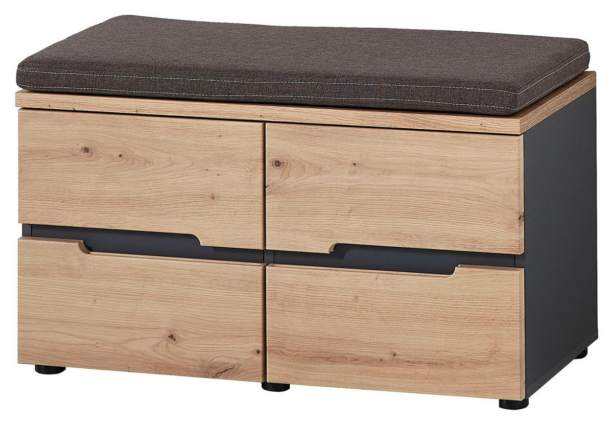 Sitzbank Memphis Eiche Artisan Nachbildung Graphit B/H/T: ca. 80x49x38 cm Memphis - Eiche/Graphit (80,00/49,00/38,00cm)