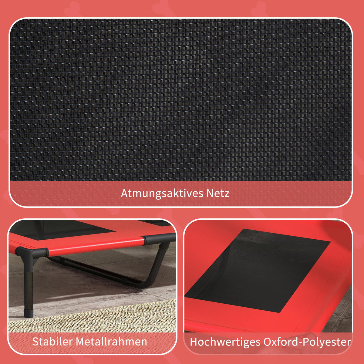 PawHut Hundeliege rot Metall B/H/L: ca. 76x18x92 cm Hundeliege - rot (92,00/76,00/18,00cm) - PawHut